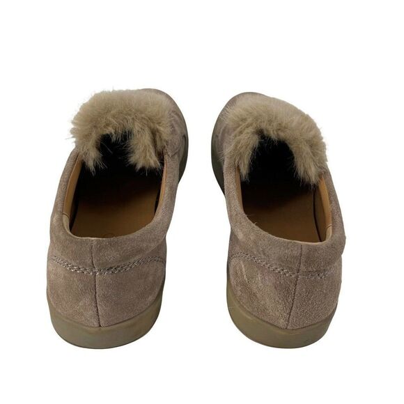 Franco Sarto Suede Faux Fur Sneakers Slip On Size 8.5 Leather Brown Casual Boho - Picture 6 of 9